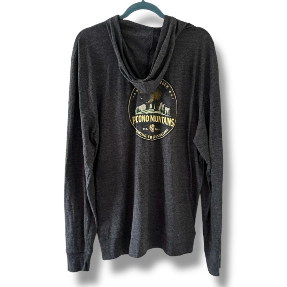Barley Creek Brewing Co Gray Bear Pocono Mountains Zip-Up Hoodie Men's Size XL